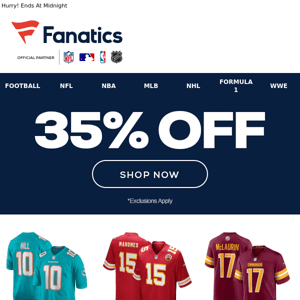 LAST CALL | 35% Off NFL Jerseys