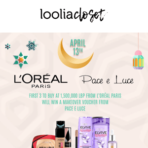 Hurry up❗❗ The first 3 to purchase at 1,500,00LBP from L'Oréal Paris will win a makeover voucher from Pace e Luce!! ⚡🤩