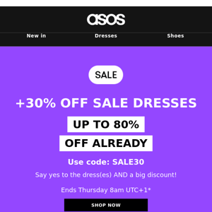 Extra 30% off all Sale dresses 💃