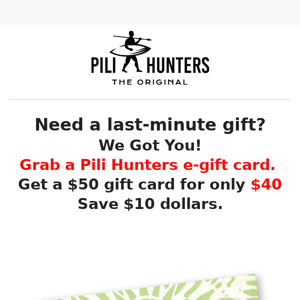 Last Minute E-Gift Card save 10 dollars