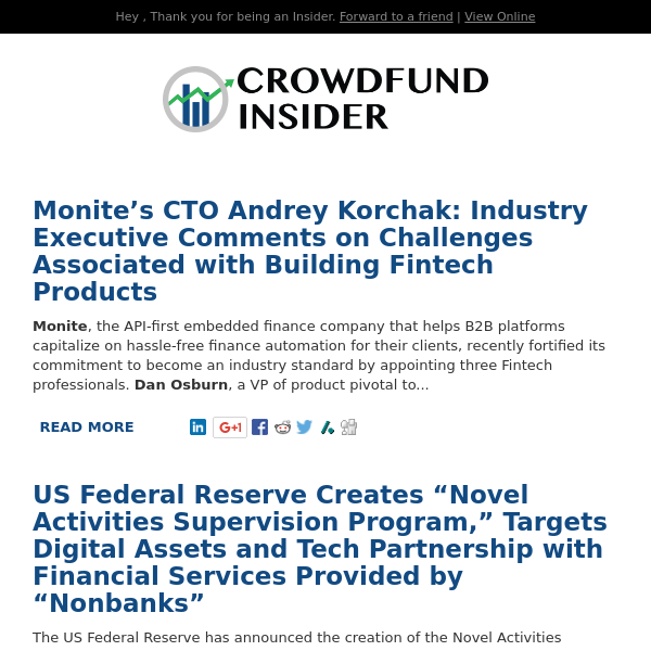 Federal Reserve Creates Novel Supervision Program, CrowdStreet Speaks Up🏄