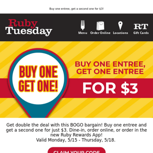 Double the meal 🍽️ AND the deal 🤑 with BOGO!