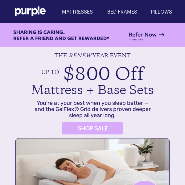 Renew Year Event: Up to $800 Off Mattress + Base Sets