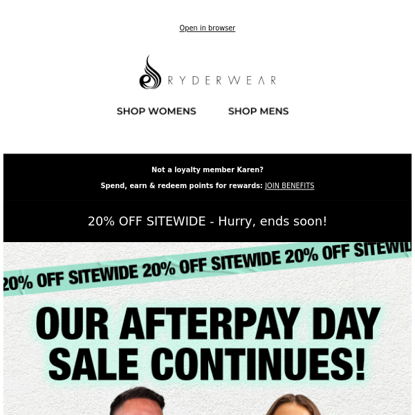 Our Afterpay Day Sale Continues! 20% OFF Sitewide