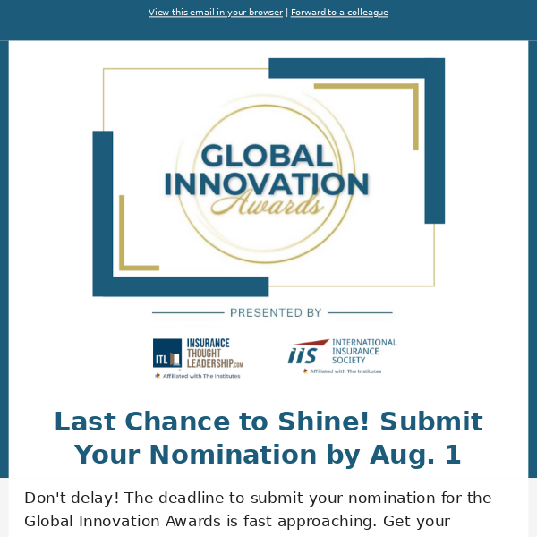 Last Chance! Submit Your Nominations for the Global Innovation Awards 🏆