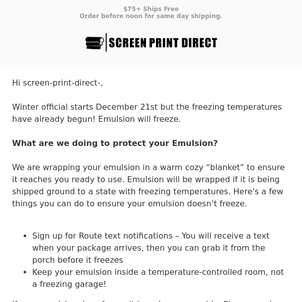 🚨  Avoid Frozen Emulsion This Winter