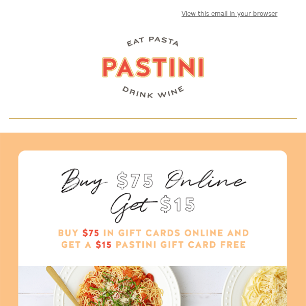 Pastini's Spring Gift Card Deal is On!