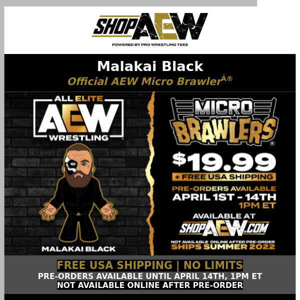 Official AEW Malakai Black Micro Brawler: Pre-Order Starts Now - All Elite  Wrestling