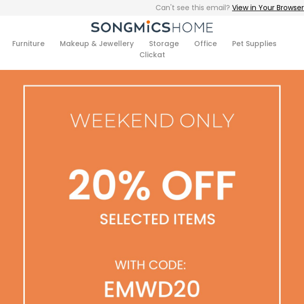 Grab 20% off selected items this weekend!