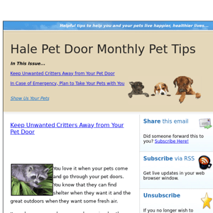 Hale Pet Door Pet Tips Issue 3