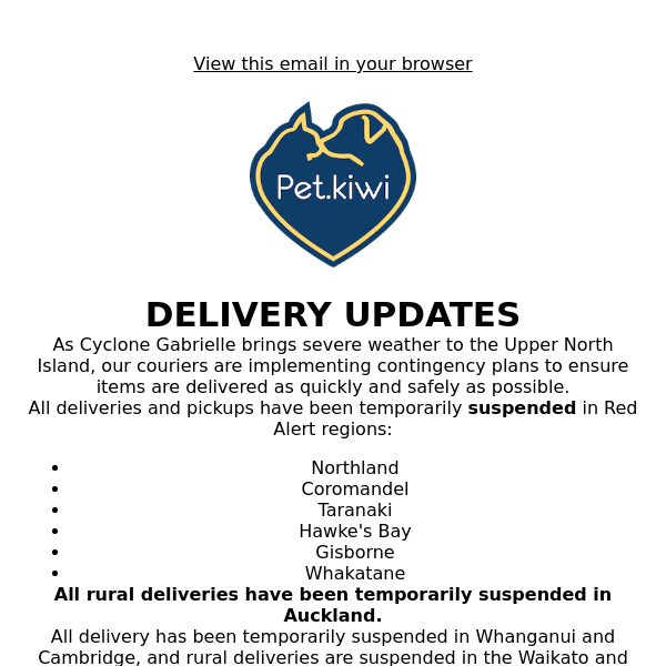 Pet.kiwi Important Delivery Updates