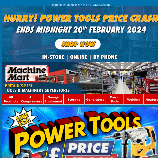 Final Reminder - Power Tools Price Crash Ends Today!