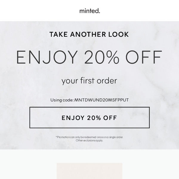 20% off designs you shopped.