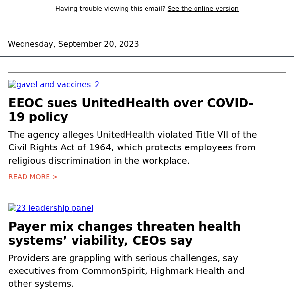 EEOC sues UnitedHealth over COVID-19 policy