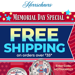 Memorial Day Free Shipping.