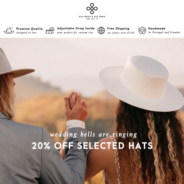 WEDDING HATS — 20% off selected hats 💞