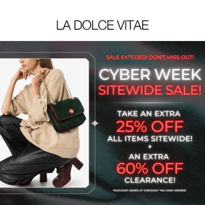 🎉Cyber Week Sale! Extra 25% Off Sitewide!