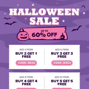 Halloween Sale! Save 60%.😘