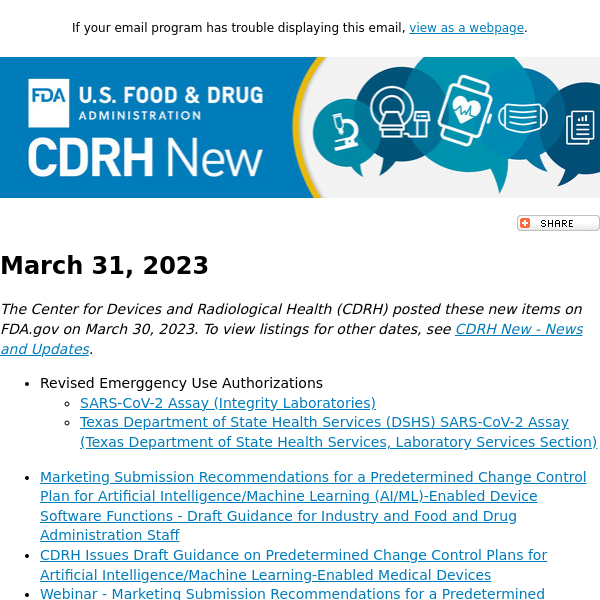 CDRH New - March 31, 2023