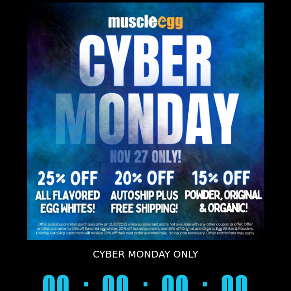 MuscleEgg Cyber Monday Deals are here.