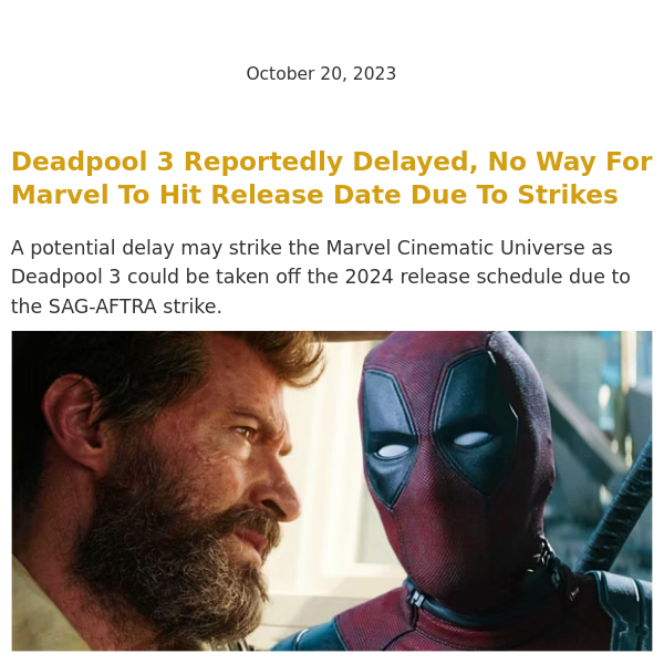 Deadpool 3 Is No Longer Releasing