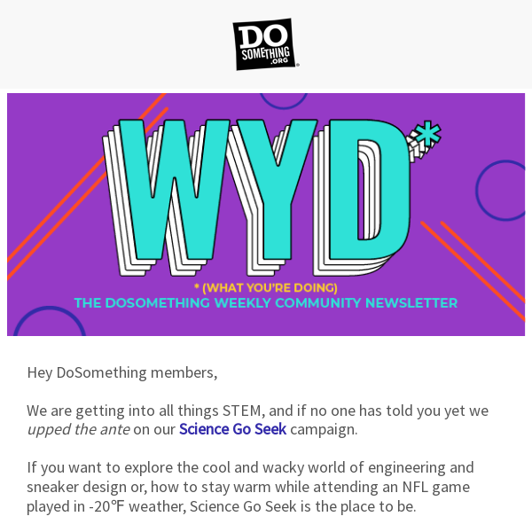 WYD (What You’re Doing) Challenge Accepted! Get Your School Involved in Science Go Seek 🧪