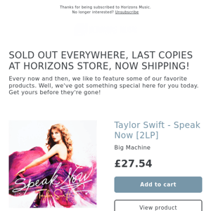 NOW SHIPPING! Taylor Swift - Speak Now [2LP]