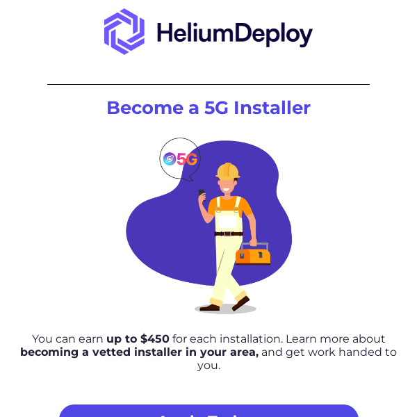 Earn up to 450$ - Become an Installer for 5G