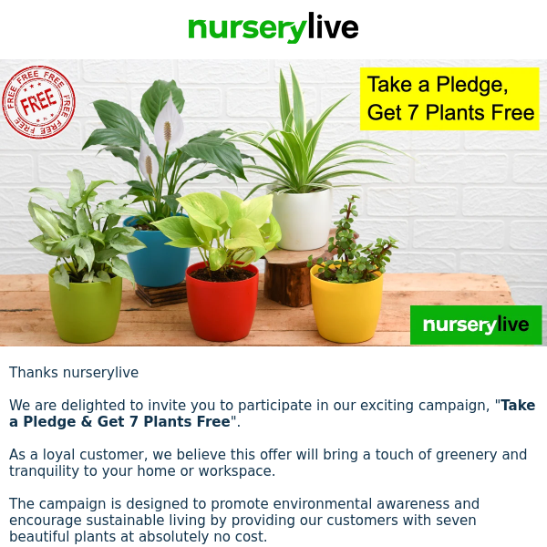 👨‍🌾🌿 Final Call: Take a pledge & Collect 7 Potted Plants ! Nurserylive -  Nurserylive