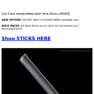 Handcrafted Wire Sticks: NEW 32g MTL Alien & 10 Stick Packs