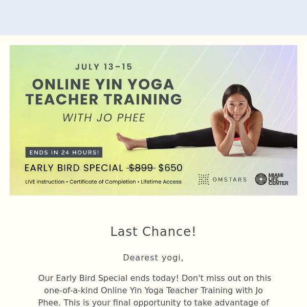 🕰 Last Day to Save on our Yin Yoga Teacher Training  🕰