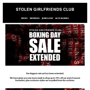Our biggest sale ever has been extended.