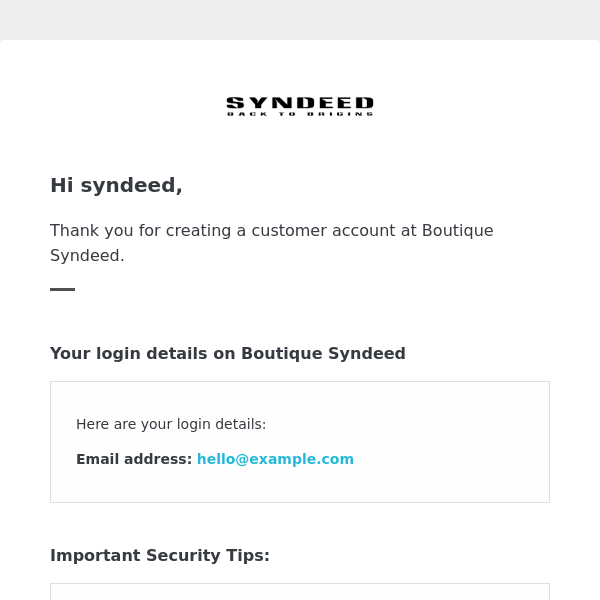 [Boutique Syndeed] Welcome!