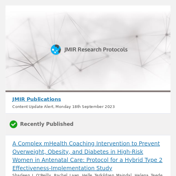 [JRP] A Complex mHealth Coaching Intervention to Prevent Overweight, Obesity, and Diabetes in High-Risk Women in Antenatal Care: Protocol for a Hybrid