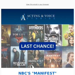 Last Chance! NBC's Manifest Casting Director!