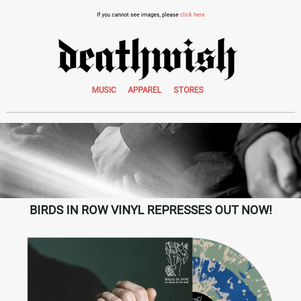 🤝 Birds In Row Vinyl, High On Fire Vinyl, Stretch Arm Strong Merch & more!