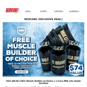 $85 SAVINGS! FREE Muscle Builder + Protein Samples