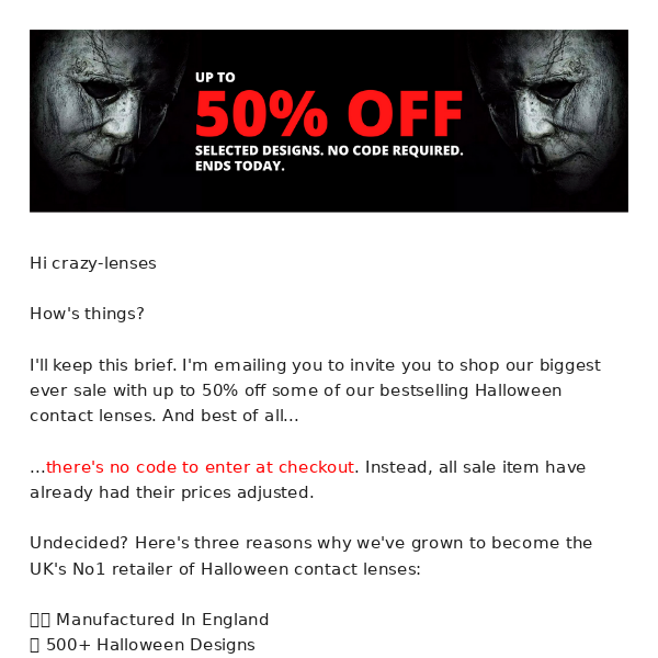 RE: Would you like 50% off? (Today only) 🎃