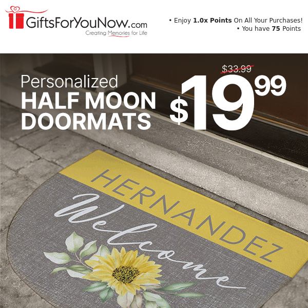 $19.99 Personalized Doormats (Save Over 40%)