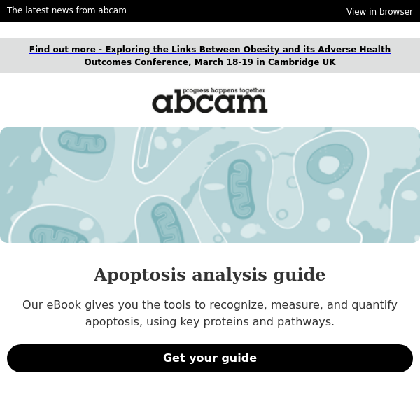 Apoptosis analysis guide, cancer epigenetics guide, obesity conference