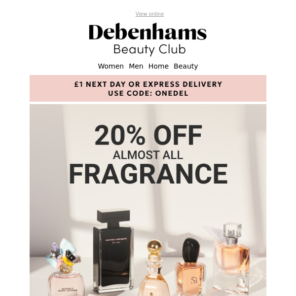 Ends midnight: 20% off selected fragrances + £1 Next Day delivery