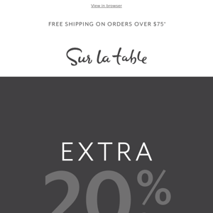 Extra 20% off Clearance—shop early for the best selection.