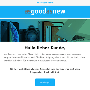 Nur noch 1 Schritt: Bitte bestätige deine Newsletter-Anmeldung!