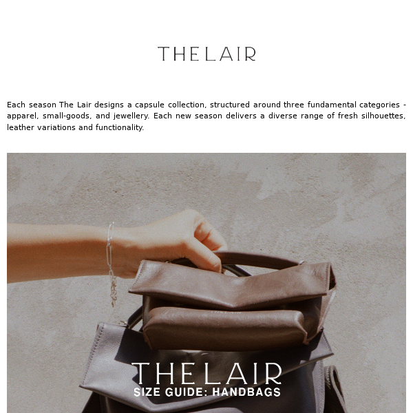 THE LAIR SIZE GUIDE: HANDBAGS