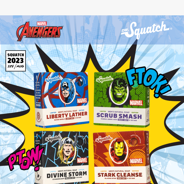 Dr. Squatch Avengers Liberty Lather, Divine Storm, Scrub Smash, Stark  Cleanse