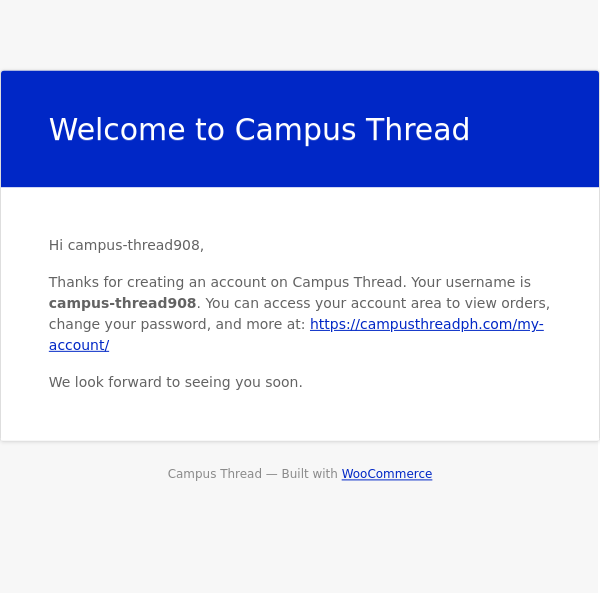 Your Campus Thread account has been created!