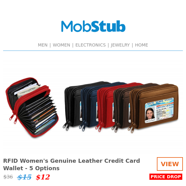 STOCK RUNNING OUT: RFID Women's Genuine Leather Credit Card Wallet - 5 Options - ONLY $12!
