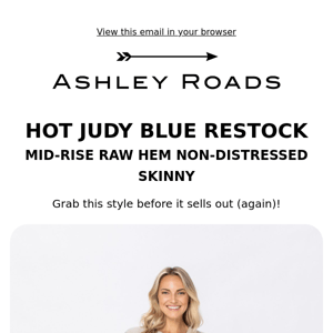 🔥 JUDY BLUE RESTOCK:  Mid-Rise Raw Hem Skinny Jeans