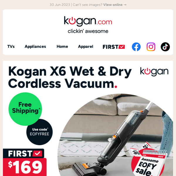 EOFY Final call! 57% OFF Kogan Wet & Dry Vacuum until midnight - Get clickin' clock is tickin'