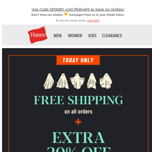 👻 Frightfully Good! Free Ship + Extra 20% Off Hanes Ultimate